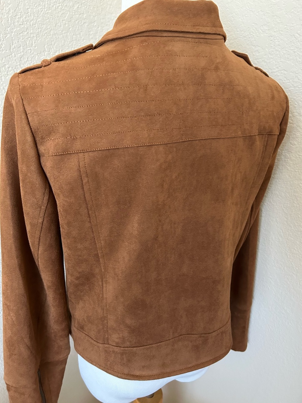 Faux Suede Jacket Motorcycle Style Jacket Dakota Jacket Rust Brown Faux Suede - Picture 5 of 7
